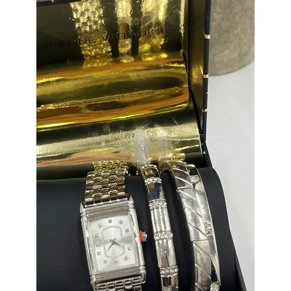 Adrienne Vittadini Watch‎ and Three BangleS Bracelet Set Gift Box New